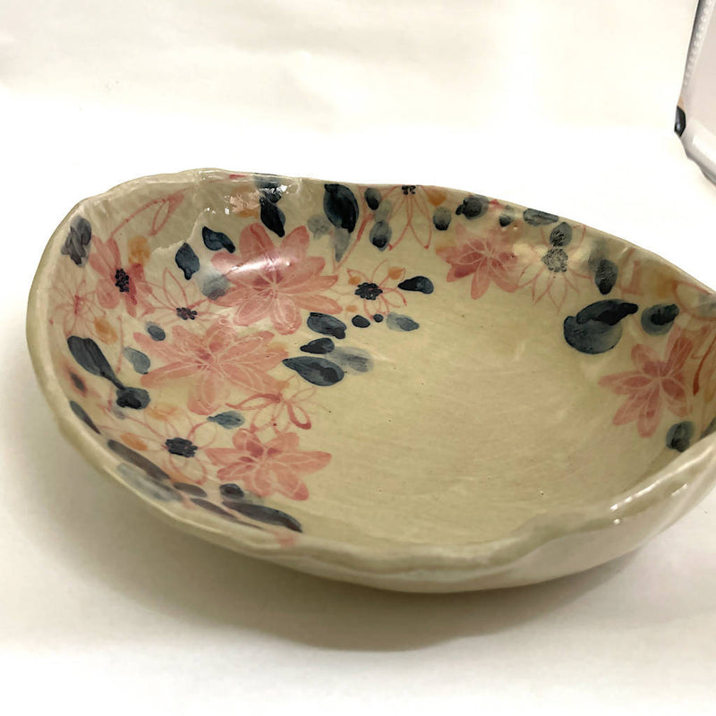 【小田部製陶】深皿　花桃色　_益子焼