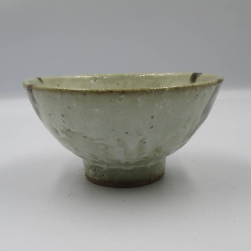【ふじ窯】糠釉柿流し飯碗(大)_益子焼