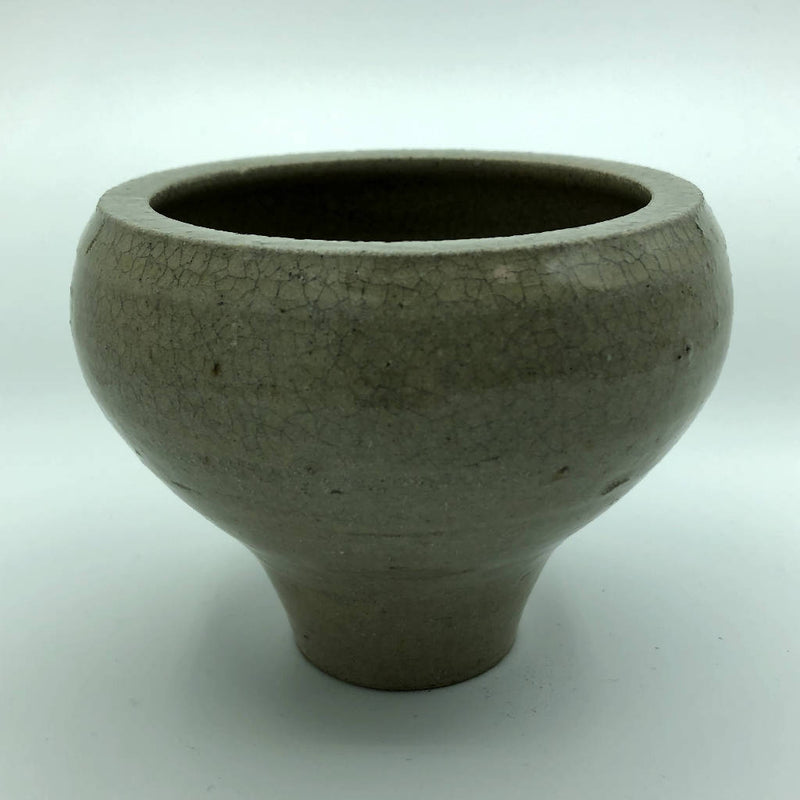【筆谷 響】灰釉_植木鉢_中_益子焼