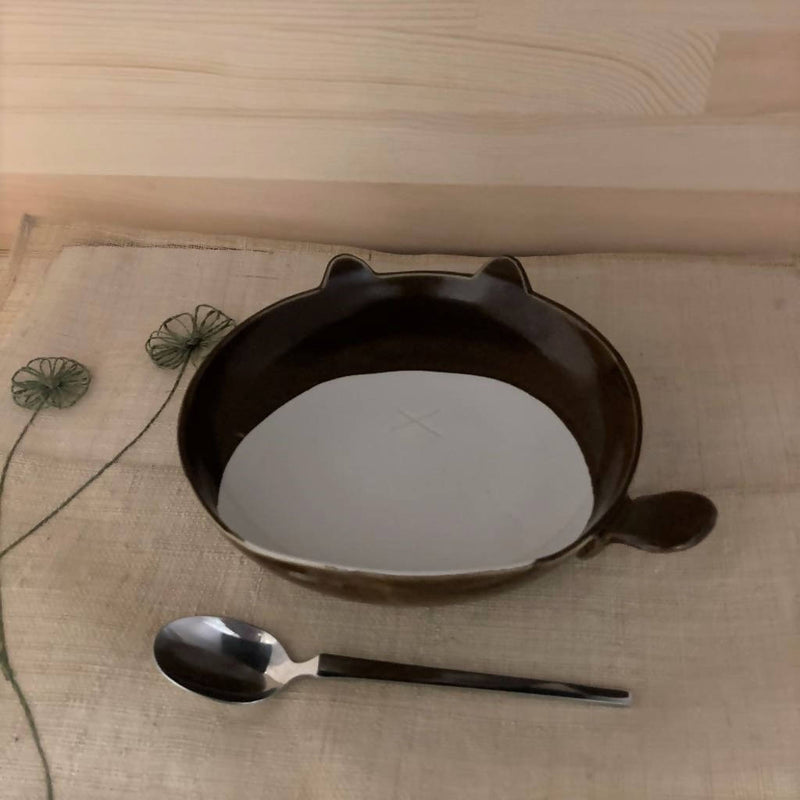 【四本哲男（宗八窯）】ポン太　カレー皿_益子焼