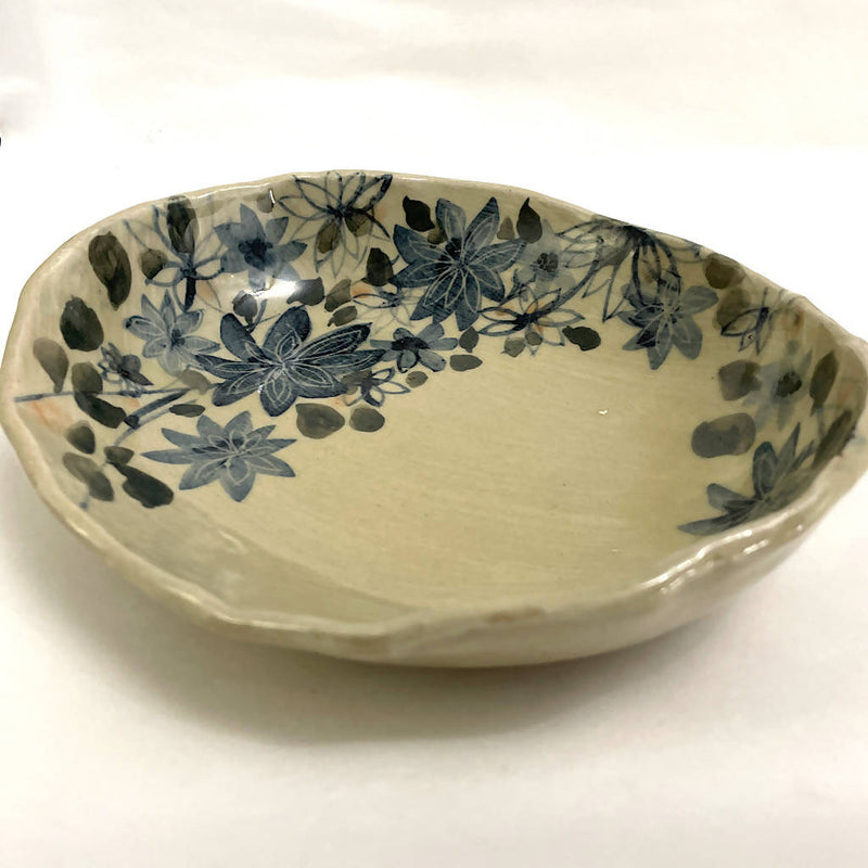 【小田部製陶】深皿　花青_益子焼