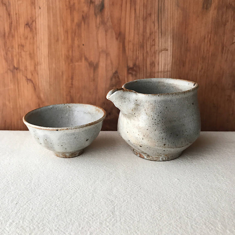 【あを】セット　粉引付け片口とぐい吞み a_陶器