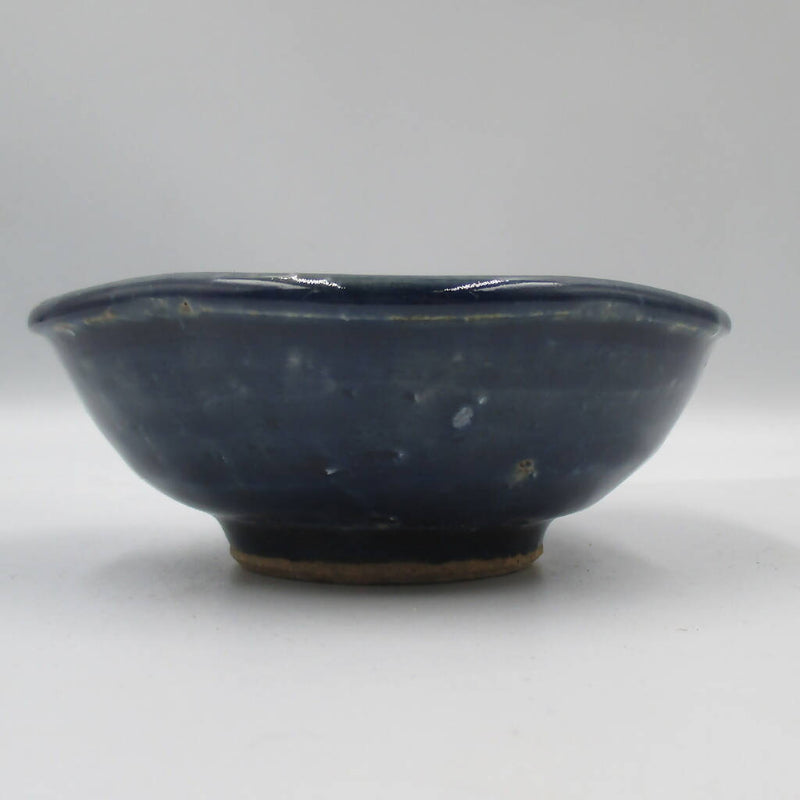【ふじ窯】【２個セット】ルリ釉3.5寸輪花鉢_益子焼