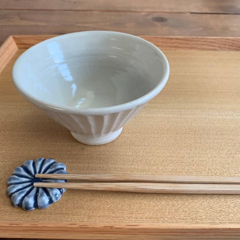 【石川譲】ご飯茶碗（白しのぎ/小/高型）_益子焼