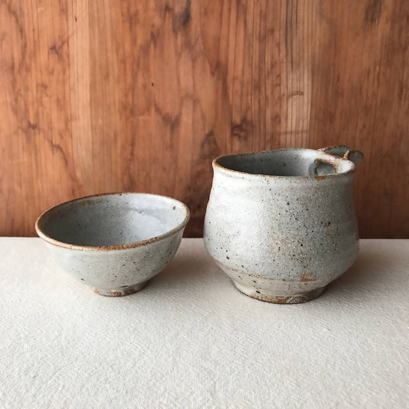 【あを】セット　粉引付け片口とぐい吞み a_陶器