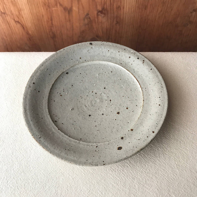 【あを】安南粉引リム皿 グレー18㎝_陶器