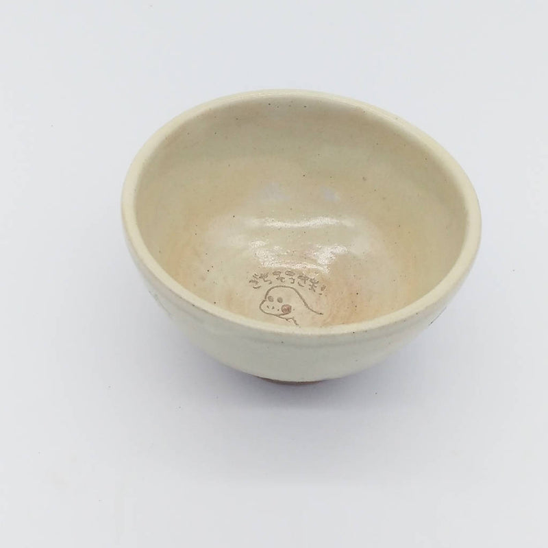【上村 良夫】粉引絵付飯碗(恐竜×星)_益子焼